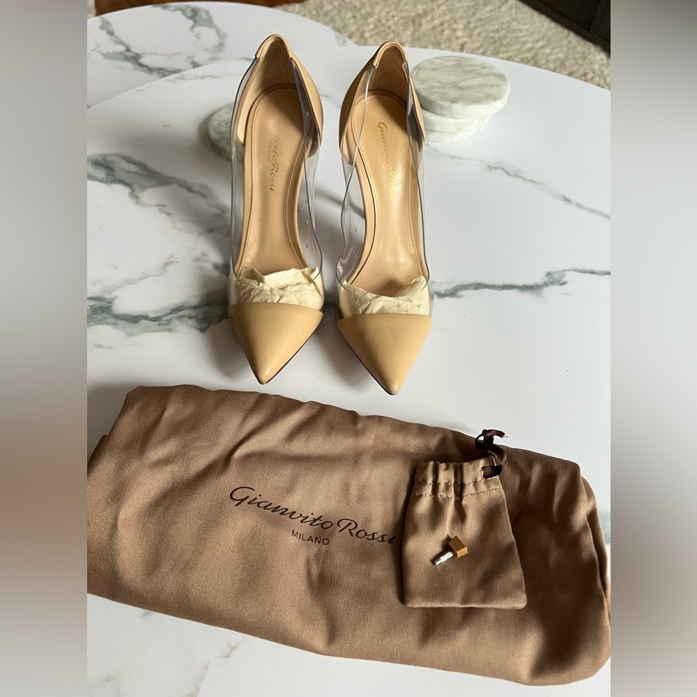 Gianvito Rossi Nude Napa Leather Plexi Heel 105
